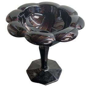 Vintage Italian Art Glass Black Compote Pedestal Centerpiece Vase Candy Dish